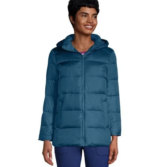 Lands' End Womens Wide Channel Down Jacket Down Filled Size S Blue Outdoors - Picture 1 of 14